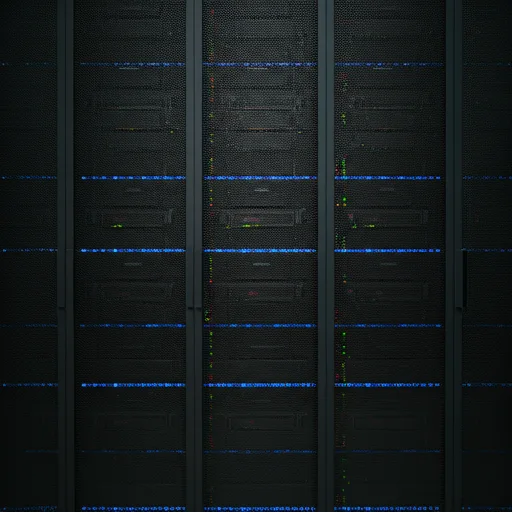 Secure data center racks with blue network lights